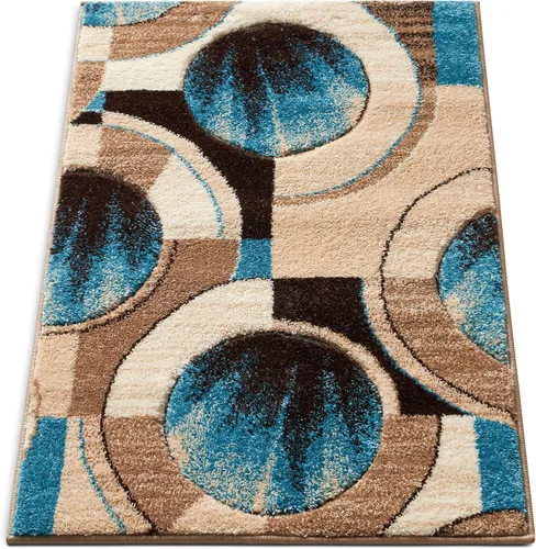 Vista 4 de Well Woven Tapete geométrico rubí de 2 x 3 pulgadas, color azul y gris, vibrante, moderno, contemporáneo, tallado a mano, diseño de rayos de sol