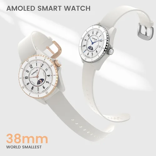 Vista 2 de Oyster Mini - Reloj inteligente Bluetooth de 1.1 pulgadas para mujer, pantalla AMOLED siempre encendida, bisel giratorio, rastreador de actividad