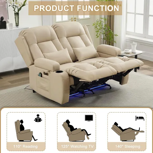 Vista 3 de URRED Wall Hugger Power - Sofá reclinable con masaje y calor, color beige