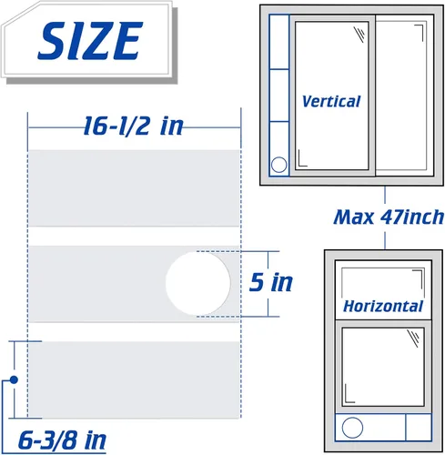 Vista 2 de Kit de ventana de aire acondicionado portátil para manguera de escape de 5 pulgadas de diámetro, paneles de sellado de ventana ajustables de 59