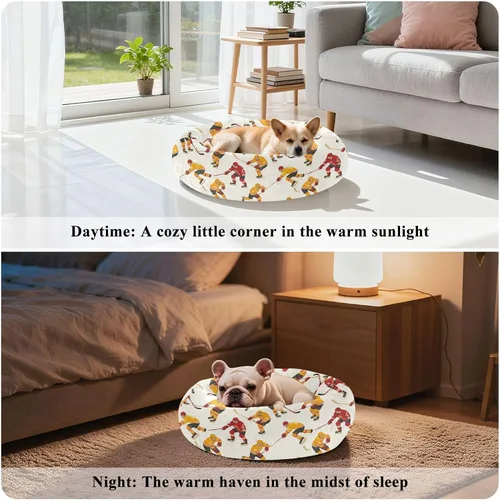 Vista 4 de Pet Dog Bed Removable & Washable Fluffy Kitten Beds for Extra Small Size Pets Sleeping XS Hockey Players Beige