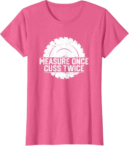 Vista 40 de Measure Once Cuss Twice, divertida camiseta de regalo para carpintería, Negro, S