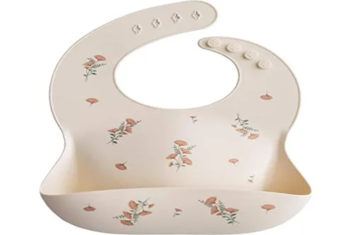 Vista 92 de Mushie - Babero de silicona para bebé, ajustable y resistente al agua (abejas) De 4 a 24 meses, lavable a máquina, correa ajustable