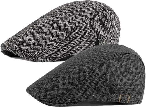 Vista 4 de paquete de 2 Algodón para hombre gorra plana Ivy Gatsby gorra sombrero