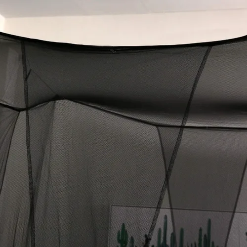 Vista 5 de Mengersi Cortinas de cama con dosel de 4 postes, mosquitero para cama tamaño Twin a Twin XL, cortinas de red para cama para camping, patio, red Negro
