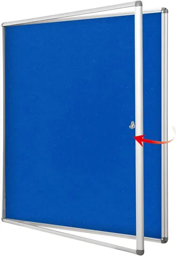 Vista 14 de SWANCROWN - Tablero de anuncios con cerradura a prueba de manipulaciones y cerrado para hogar, oficina y escuela, montado en la pared, de tela azul
