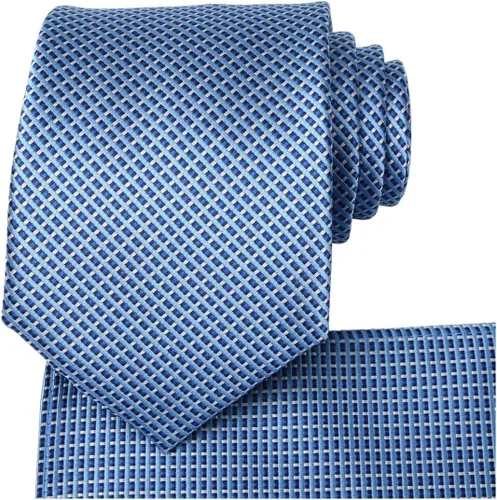 Vista 90 de KissTies Mens Checkered Tie Set Solid Color Festive Necktie + Pocket Square