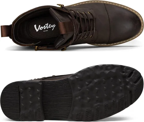 Vista 4 de Vostey Botas para hombre, botas casuales de motocicleta para hombre, botas chukka impermeables para hombre
