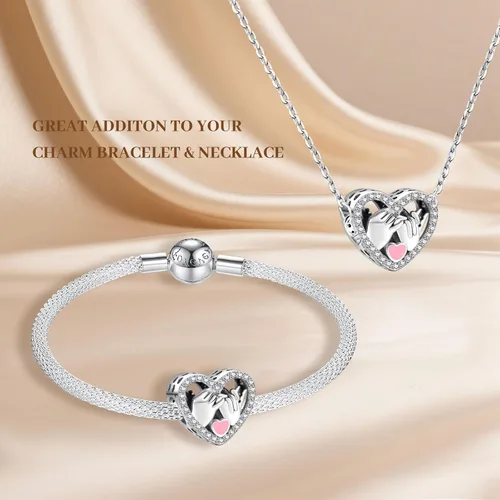 Vista 5 de Annmors Silver Charms for Bracelets S925 Love Heart Mom Birthday Dangle for Women Bracelet & Necklace Pendant