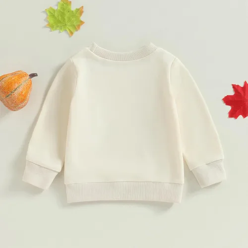 Vista 6 de Disfraz de Halloween para bebé, sudadera de calabaza con cuello redondo, suéter de manga larga, ropa de otoño