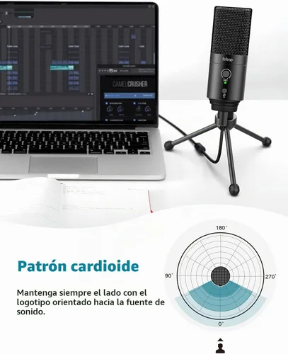Vista 8 de FIFINE Micrófono USB de computadora de escritorio con filtro pop para computadora y Mac, micrófono de condensador de estudio con perilla