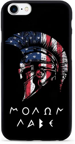 Vista 19 de Inspired Cases - Compatible con iPhone Xs Max - Funda protectora con textura 3D para Apple iPhone Xs Max - Bandera americana - Spartan - Molon Labe