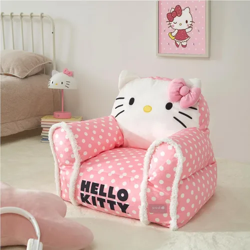 Vista 6 de Sanrio Hello Kitty - Puf figural, sofá de estructura suave con reposabrazos para niños, asiento cómodo para dormitorio o sala de juegos, a partir