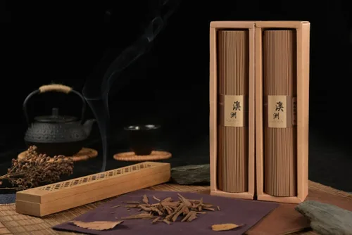 Vista 4 de Incienso de sándalo [Pure S. Australian Sandalwood #9362] 8" (205mm) - 40 min Tiempo de combustión por Fushan Kodo Incienso artesanal