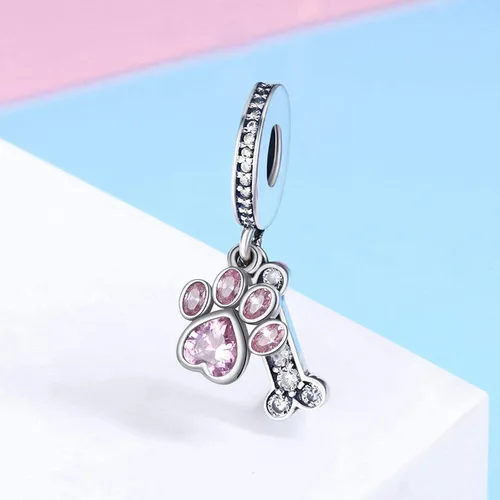 Vista 2 de Annmors Dijes familiares de joyería para mujer, plata de ley 925, colgante con circonita cúbica, cuentas de joyería para niñas, regalos de bricolaje