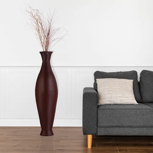 Vista 3 de Jarrón moderno de bambú para piso, jarrón decorativo de 43 pulgadas para sala de estar, comedor o entrada, relleno de ramas o flores secas, jarrón