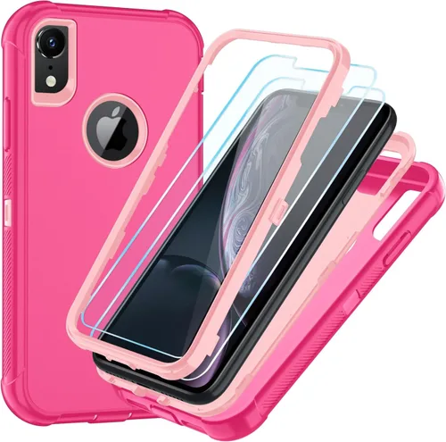 Vista 23 de SunStory Funda compatible con iPhone Xs/X con protector de pantalla HD, 3 capas de alta resistencia de cuerpo completo, funda protectora híbrida 3
