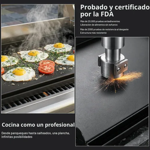 Vista 5 de Parrilla de hierro fundido de 25 x 16 pulgadas para parrilla de gas con kit de herramientas de plancha de silicona, parrilla pre-sazonada