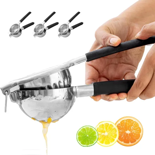 Vista 8 de Exprimidor de prensa a mano con barra para cócteles, resistente, acabado dorado Stainless Steel Lemon Squeezer, Grapefruit Reamer Bowl, Dishwasher