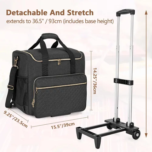 Vista 6 de LUXJA Bolsa de manualidades con ruedas con bolsillos para álbum de recortes de 12 x 12 pulgadas y laptop, bolsa rodante para álbum de recortes