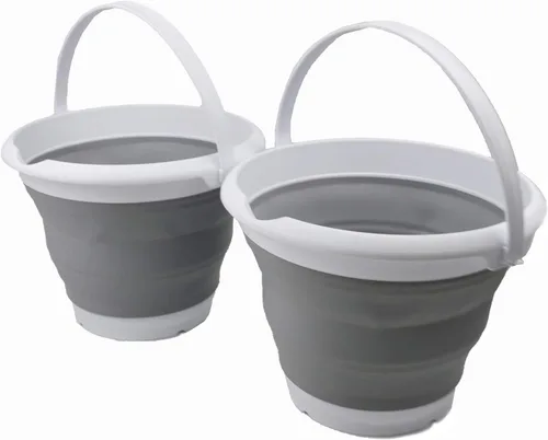 Vista 8 de SAMMART Cubo de plástico plegable de 8,5 L (2,2 galones) - Tina redonda plegable - Cubo de agua portátil para pesca - Maceta al aire libre que Azul