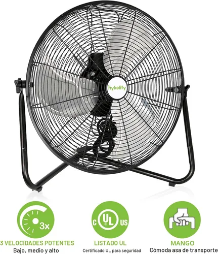 Vista 5 de hykolity Ventilador de piso de alta velocidad de 20 pulgadas, ventilador de pared de metal resistente de 4600 CFM con 3 velocidades, ventilador