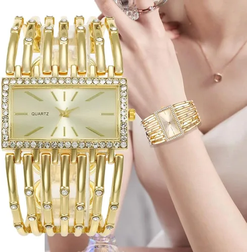 Vista 6 de Relojes de pulsera de moda para mujer reloj de pulsera analógico de cuarzo con esfera rectangular de lujo regalos para mujer