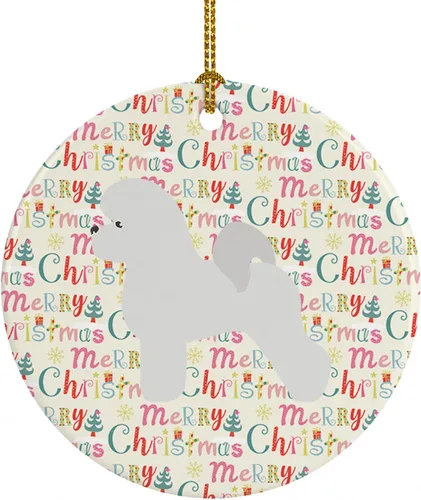 Vista 64 de Caroline's Treasures Affenpinscher - Adorno de cerámica con texto en inglés "Merry Christmas", multicolor para colgar en el árbol de Navidad