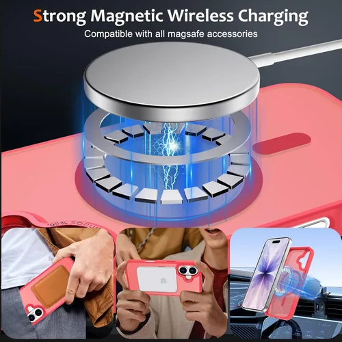 Vista 1109 de Anuck - Funda magnética para iPhone 11 compatible con MagSafe, carcasa trasera mate translúcida dura, borde de TPU, delgada, resistente a impactos