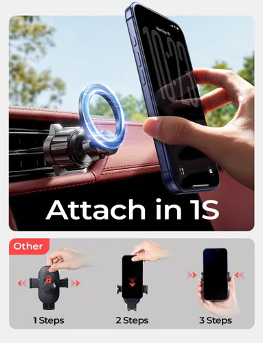 Vista 6 de LISEN - Soporte magnético de teléfono para automóvil, imanes fuertes, soportes magnéticos para teléfono para tu automóvil, 2 en 1, para salpicadero