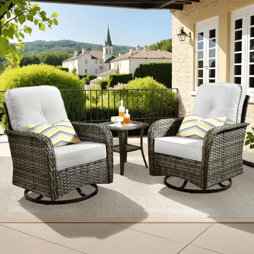 Vista 48 de ovios - Juego de muebles de patio de 2 piezas, sofá de mimbre para exteriores con sillas, silla de ratán con respaldo alto con cómodos cojines