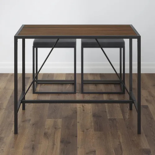 Vista 3 de Mesa de comedor de metal de nogal interior con metal e