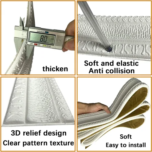 Vista 5 de Yutianli Moldura de Corona Despegar y Pegar Borde de Papel Tapiz Base de Pared Flexible Moldura Adhesiva Zócalo de Vinilo Autoadhesivo Moldura