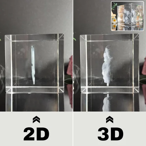 Vista 4 de Cubo de fotos de cristal personalizado, grabado 2D/3D opcional, regalos de cristal personalizados con tu propia foto, día de San Valentín