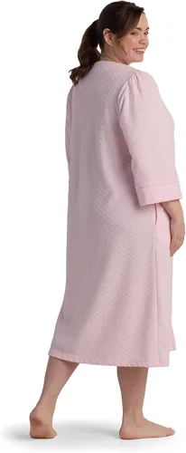 Vista 4 de Miss Elaine Bata larga de felpa cepillada para mujer, bata con cremallera, ropa de dormir y ropa de descanso