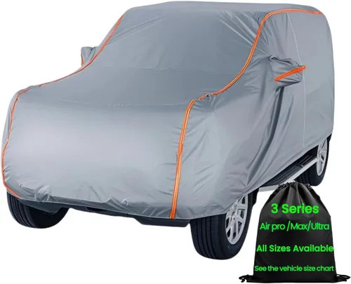 Vista 12 de Funda impermeable para automóvil deportivo, súper ligera, para todo tipo de clima, resistente a los rayos UV y a los arañazos, con cremallera