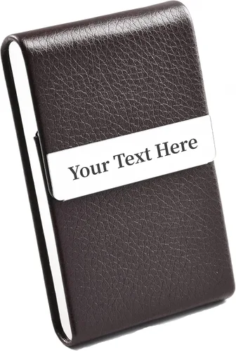 Vista 12 de Personalizado 7 Colores Cuero Acero Inoxidable Personalizado Grabado Tarjeta De Visita Titular De La Caja - Regalo De Negocio, Negro