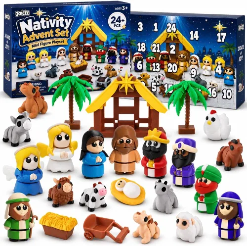 Vista 9 de JOICEE Calendario de Adviento de Navidad 2026 con mini juguetes de animales Rojo