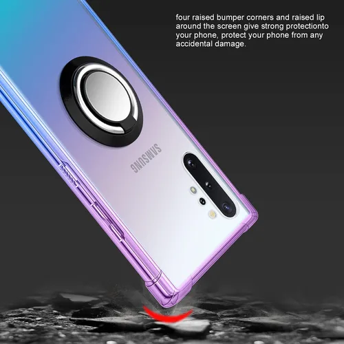 Vista 7 de Serie de soportes de anillo diseñada para Samsung Galaxy Note 10 Plus, cubierta protectora transparente compatible con soporte magnético