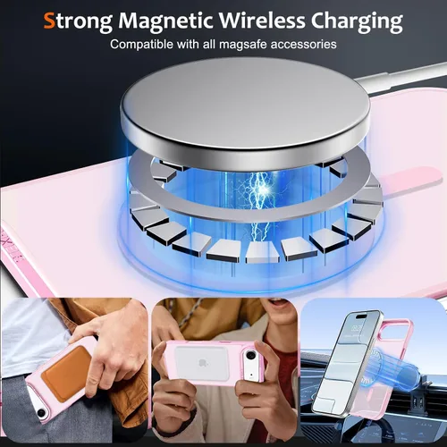 Vista 960 de Anuck - Funda magnética para iPhone 11 compatible con MagSafe, carcasa trasera mate translúcida dura, borde de TPU, delgada, resistente a impactos