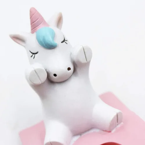 Vista 5 de Suillty Lindo soporte de teléfono de unicornio de dibujos animados para escritorio, pequeño y exquisito teléfono móvil, soporte para teléfono