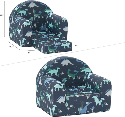 Vista 3 de Ulax furniture Sofá para niños, sofá 2 en 1 abatible, sillón para bebé (dinosaurio marino)