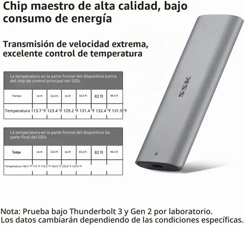 Vista 7 de SSK Adaptador de carcasa SSD M.2 NVME sin herramientas, JMS583 Chip USB C 3.2 Gen 2 10Gbps PCIe MKey Carcasa de unidad de estado sólido externa