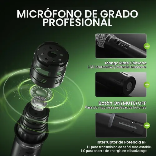 Vista 2 de Phenyx Pro Transmisor de mano UHF para sistemas de verdadera diversidad PWH