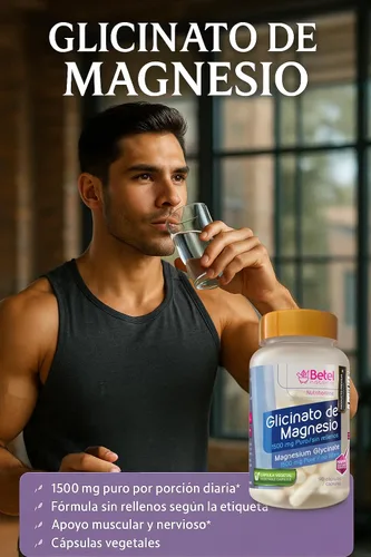 Vista 5 de Premium Glicinato de Magnesio por Betel Natural - 1500 mg Puro sin Rellenos - Apoyo Muscular y Nervioso - Glicinato de magnesio 1500 mg puro sin