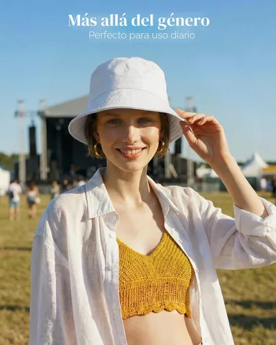 Vista 7 de HONGTEYA Sombreros de sol de pescador para mujer y hombre, sombrero de Blanco