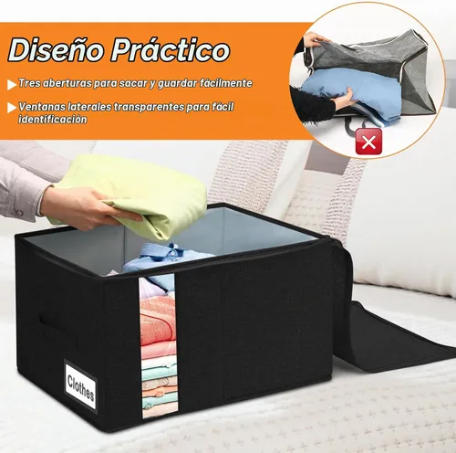 Vista 5 de 60L - Bolsa de almacenamiento para edredón, contenedor de almacenamiento para mantas con construcción resistente, con asas duraderas, caja