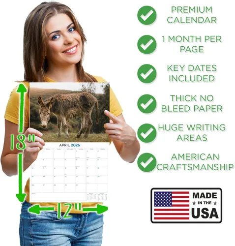 Vista 372 de Calendario de grises africanos 2025 2026 – Planificador mensual de pared de aves africanas – 12 x 18 pulgadas (abierto), calendario de pared