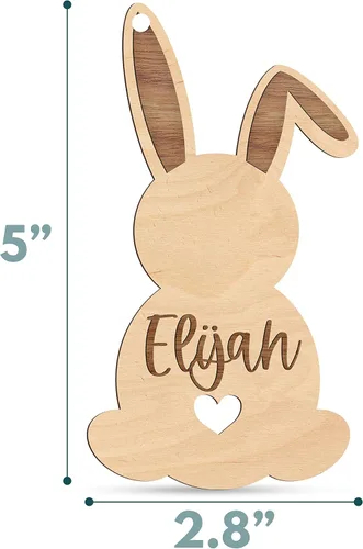 Vista 3 de Etiquetas personalizadas para cesta de Pascua con nombre, conejo de Pascua, cereza, etiquetas de nombre de Pascua personalizadas, regalos de conejo