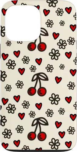 Vista 23 de Carcasa para iPhone 16 con diseño de cerezas, cerezas, diseño de corazón de San Valentín, color rojo